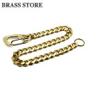 BRASS STORE ブラスストア / ロング 41cm 真鍮ウォレットチェーン (流線形カラビナ仕様)/ 喜平チェーン ダブルリング 二重カン キーフック ...