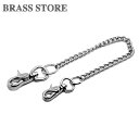 BRASS STORE ブラスストア / シルバー 喜平ウォレットチェーン 両端ナスカン(ショート)39cm / シルバー 喜平 ウォレットロープ ブラス ナスカン 二重リング キーチェーン ドロップハンドル 財布 短い
