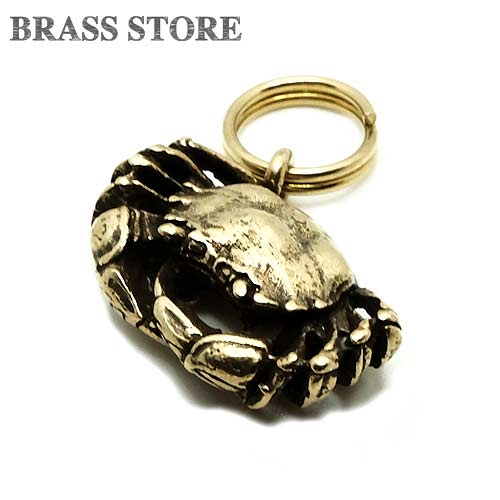 BRASS STORE ブラスストア / 真鍮 蟹 キーホルダー（ミニサイズ）/ カニ 星座 かに座 キーチェーン リアル 置物 キーリング キーチェーン ゴールド ストラップ 縁起物