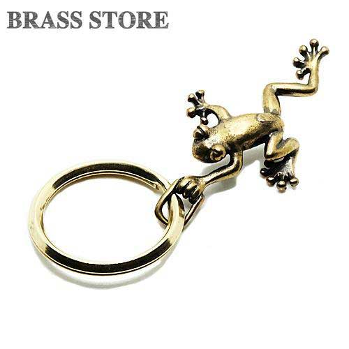 BRASS STORE ブラスストア /ダブルリング付き 真鍮製 キーホルダー（カエル） / ゴールド 蛙 キーリング ネックレス アメカジ ペイユー 動物 ブラス ペンダント トップ 雑貨 ビンテージ