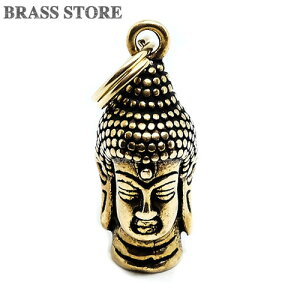 BRASS STORE ブラスストア /ダブルリング付き 真鍮製 キーホルダー(仏頭) / キーリング ネックレス 仏陀 観音 仏像 仏教 神様 お守り ブラス ペンダント トップ 雑貨 ビンテージ