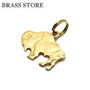 BRASS STORE ブラスストア / 極小二重リング付き 真鍮チャーム(バッファロー) / 牛 カウ バイソン ブラス パーツ アクセサリー キーホルダー ネックレス チョーカー チャーム