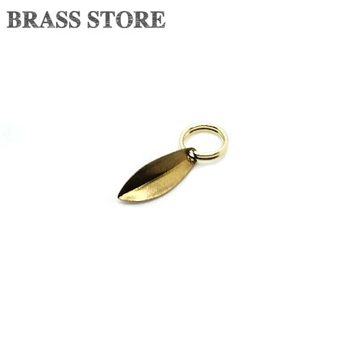 BRASS STORE ブラスストア / 二重リング付き 真鍮チャーム（リーフ）/ 葉っぱ キーホルダー キーリング ネックレス ブラス ペンダントトップ メンズ 小さい ミニサイズ