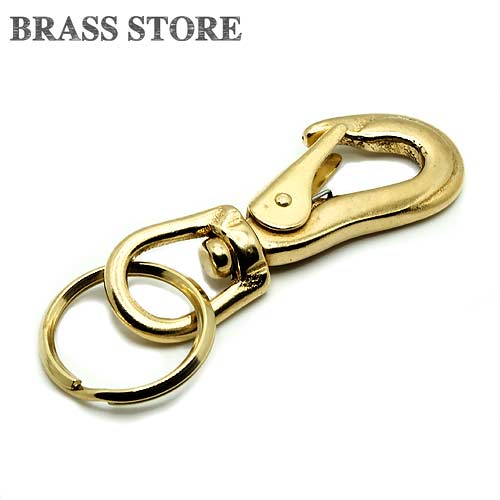 キーホルダー レディース（1000円程度） BRASS STORE ブラスストア / 真鍮 ナスカンキーホルダー（小サイズ 三角押し二重リング）/ 真鍮 カラビナ ブラス 強い メンズ レディース 小物 雑貨 鍵 収納 二重リング ダブルリング キーフック ゴールド