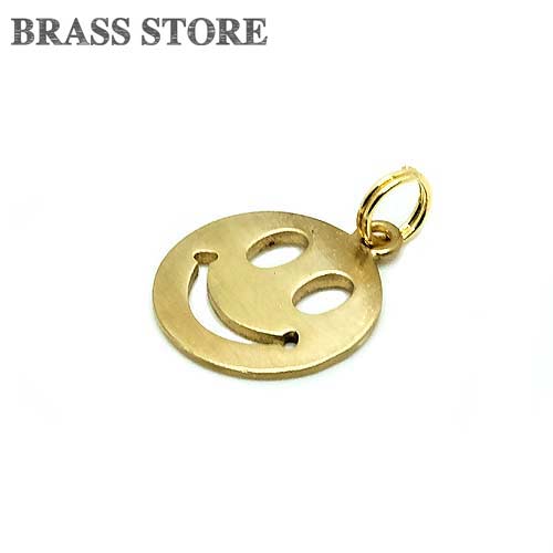 BRASS STORE ブラスストア / 極小二重リング付き 真鍮チャーム（スマイリー）/ スマイル ニコちゃん ブラス パーツ 部品 アクセサリー キーホルダー ネックレス チョーカー チャームのサムネイル