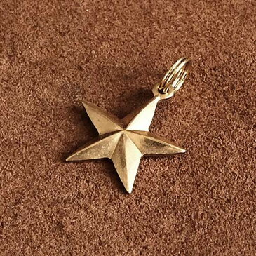 BRASS STORE ブラスストア / 極小二重リング付き 真鍮チャーム(立体スター) 星 宇宙 モニュメント ブラス パーツ アクセサリー キーホルダー ネックレス チョーカー