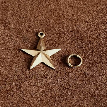 BRASS STORE ブラスストア / 極小二重リング付き 真鍮チャーム(立体スター) 星 宇宙 モニュメント ブラス パーツ アクセサリー キーホルダー ネックレス チョーカー