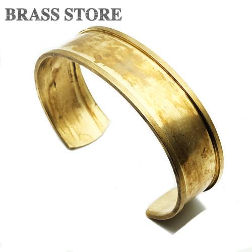 楽天真鍮雑貨 BRASS STOREBRASS STORE ブラスストア / 真鍮 レールブレスレット（太幅 Lサイズ）/ 太い バングル 腕輪 ゴールド アクセサリー 小物 雑貨 メンズ レディース ソリッドブラス