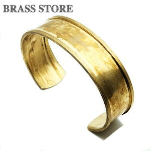 BRASS STORE ブラスストア / 真鍮 レールブレスレット（太幅 Lサイズ）/ 太い バングル 腕輪 ゴールド アクセサリー 小物 雑貨 メンズ レディース ソリッドブラス