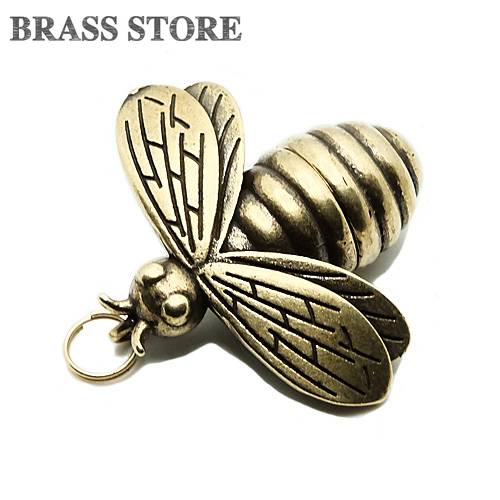 楽天真鍮雑貨 BRASS STOREBRASS STORE ブラスストア / 真鍮 キーホルダー（蜂）/ ハチ ハチミツ 昆虫 羽 置物 インテリア キーチェーン ゴールド 二重リング ブラス グッズ ブラス