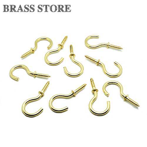 BRASS STORE ブラスストア / 10個セット 真鍮フック(洋灯吊) / 吊り下げ金具 ネジ ねじ ねじ込フック 壁掛け ブラス 杭 DIY 引っ掛け ...
