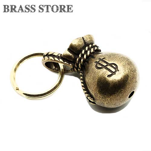 乐天商城 - BRASS STORE ブラスストア / 丸カン付き 真鍮 キーホルダー （ドル袋 大サイズ）/ dollar ドル ＄ お金 お宝 マネー バッグ 袋 チャーム アメリカ キーホルダー レザークラフト