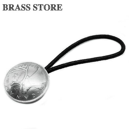 BRASS STORE ブラスストア / カナダ 25セント コインコンチョブレスレット(カリブー)23mm / 硬貨 外国 バグル ビンテージ メンズ レディース 髪留め シルバー ゴールド アンクレット 古銭 ループ