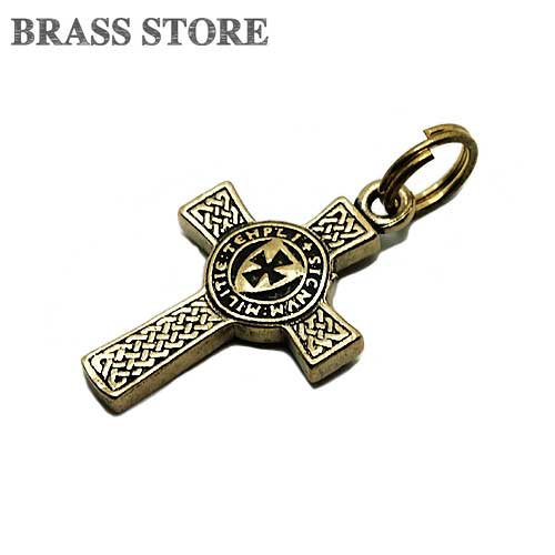 BRASS STORE ブラスストア / 真鍮 十字架（ケルト模様）クロスチャーム ケルティックノット brass キーリング ネックレス ブラス ペンダントトップ キリスト ロザリオ