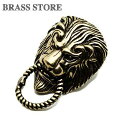 BRASS STORE ブラスストア / 真鍮 ドロップハンドル(ライオン)/ 獣 シーサー 狛犬 ゴールド ブラス トチカン ドロップリング ジョイントパーツ コンチョ ボタン 財布