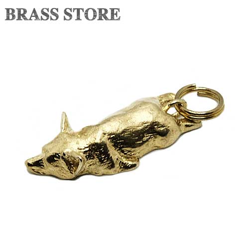 BRASS STORE ブラスストア / 真鍮 キーホルダー(犬 寝そべり)イヌ ドッグ ペット 置物 動物 チャーム キーリング 二重カン ブラス 真鍮無垢 雑貨 縁起物 金属 干支