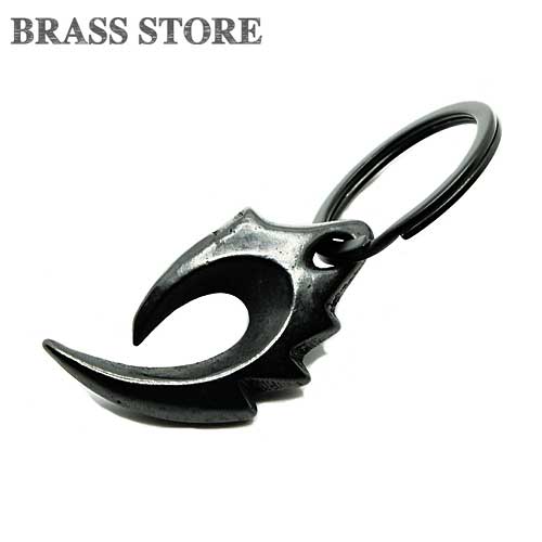 BRASS STORE ブラスストア / 真鍮製 カニ爪 キーホルダー（ブラック）蟹 ツメ 釣り針 キーリング カスタムパーツ ネックレス ブラス 黒色 チャーム