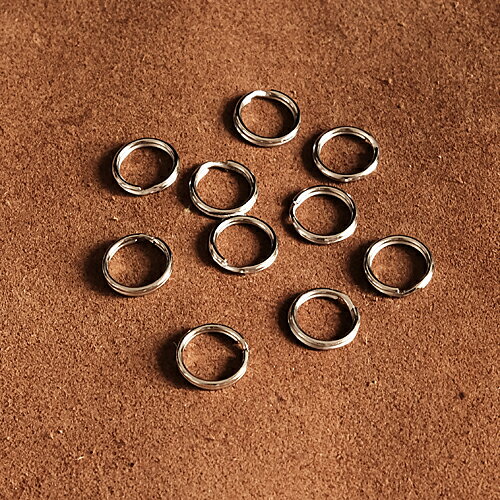 BRASS STORE ブラスストア / 10個セット 鉄製 シルバー 二重リング（直径10mm）/ 銀色 小さい ニッケル ダブルリング カスタムパーツ キーホルダー キーリング 二重カン 2