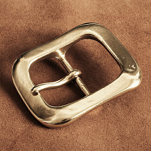 BRASS STORE ブラスストア / 真鍮 レザーベルト用バックル（隆起）ベルト幅40mm / シングルピン 一穴 ブラス ギャリソンベルト 大きい カスタムパーツ 美錠 メンズ 付け替え シューホーン