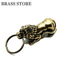BRASS STORE ブラスストア / 真鍮 キーホルダー(ライオン)獅子 狛犬 猛獣 雄 レオ レオン二重リング ブラス アニマル グッズ ブラス ゴールド 置物 ゴールド ブラス