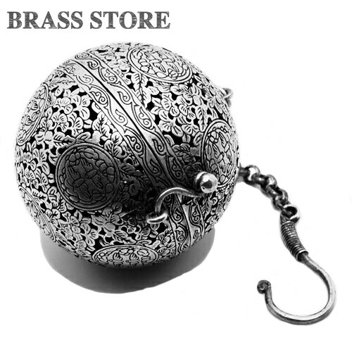 BRASS STORE ブラスストア / 白銅 吊り香炉（透かし彫り）お香 インセンスホルダー ボール 球体 アンテ..