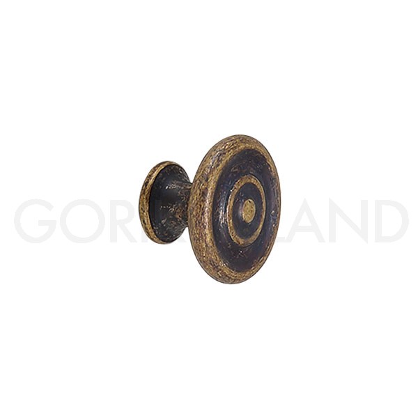 【在庫限り】 GORIKIISLAND ツマミ 平 S AN≫つまみ 取っ手 ノブ キャビネット 引き出し 開き戸 フック パーツ 金具 装飾金物 直径2.5cm 真鍮製 円盤 おしゃれ シンプル レトロ M4 取付ボルト・ハンガーボルト付 古色仕上げ 艶なし ブラウン 茶色 アンティーク