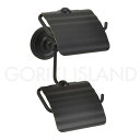 GORIKIISLAND TPH PB W2 BK≫トイレットペーパーホルダー 紙巻器 ダブル 縦2連 真鍮製 壁付け カバーあり 縦型 右差し 左差し おしゃれ エレガント 高級 クール ビス付き 石膏ボード取付対応 ブラック仕上げ 艶なし 黒色