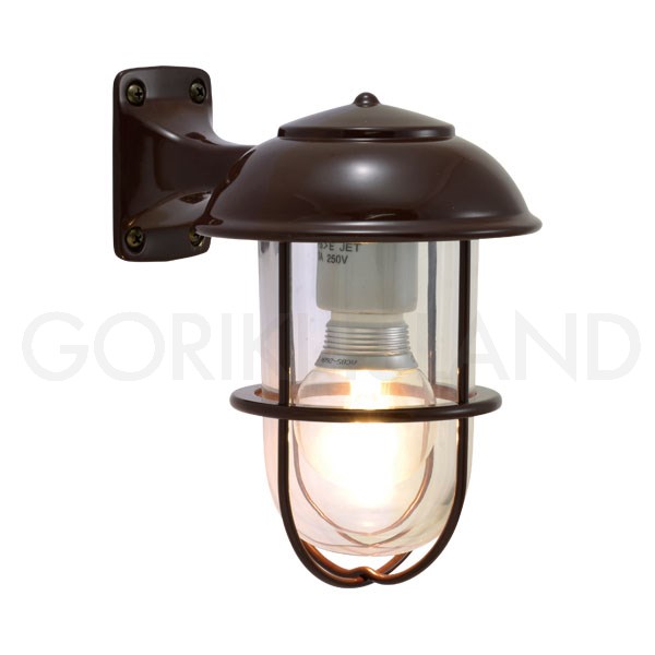 GORIKIISLAND BR5000 CC CL LE≫ブラケット ウォール ポーチ ライト マリンランプ 船舶照明 クリアガラス 中型 真鍮製 壁付け 直接結線 おしゃれ レトロ 和風 モダン 防雨 屋外 室内 ビス LED 1灯 付属 ショコラ艶あり仕上げ チョコレートブラウン 茶色
