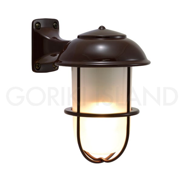 GORIKIISLAND BR5000 CC FR LE≫ブラケット ウォール ポーチ ライト マリンランプ 船舶照明 フロストガラス 中型 真鍮製 壁付け 直接結線 おしゃれ レトロ 和風 モダン 防雨 屋外 室内 ビス LED 1灯 付属 ショコラ艶あり仕上げ チョコレートブラウン 茶色