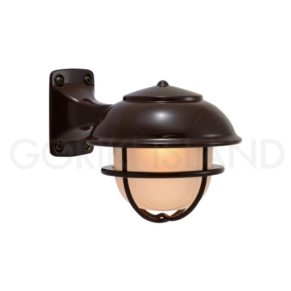 GORIKIISLAND BR5000SHORT CC FR LE≫ブラケット ウォール ポーチ ライト マリンランプ 船舶照明 フロストガラス 小型 真鍮製 壁付け 直接結線 おしゃれ かわいい レトロ 和風 モダン 防雨 屋外 室内 ビス LED 1灯 付属 ショコラ艶あり仕上げ チョコレートブラウン 茶色