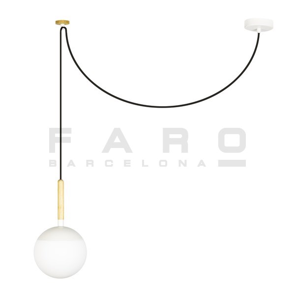 樂天商城 - FARO BARCELONA MINE White pendant lamp≫室内照明 ペンダントライト 吊り下げ カフェ ダイニング リビング キッチン 丸形 木 付属フックで高さ調整可 天付け 直接結線 おしゃれ モダン シンプル スタイリッシュ 北欧 室内用 ビス 電球付属 LED 100-240V 白色