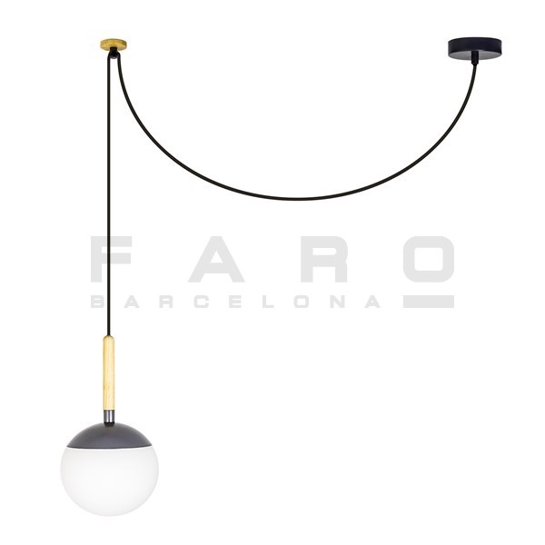 乐天商城 - FARO BARCELONA MINE Grey pendant lamp≫室内照明 ペンダントライト 吊り下げ カフェ ダイニング リビング キッチン 丸形 木 付属フックで高さ調整可 天付け 直接結線 おしゃれ モダン シンプル スタイリッシュ 北欧 室内用 ビス 電球付属 LED 100-240V 灰色
