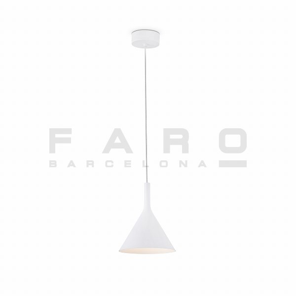 Rakuten - FARO BARCELONA PAM-P LED White pendant lamp≫室内照明 ペンダントライト 吊り下げ リビング カフェ ダイニング レストラン 円錐 三角 天付け 直接結線 おしゃれ 北欧 ナチュラル モダン スタイリッシュ 室内用 ビス付属 LED 100-240V 白色