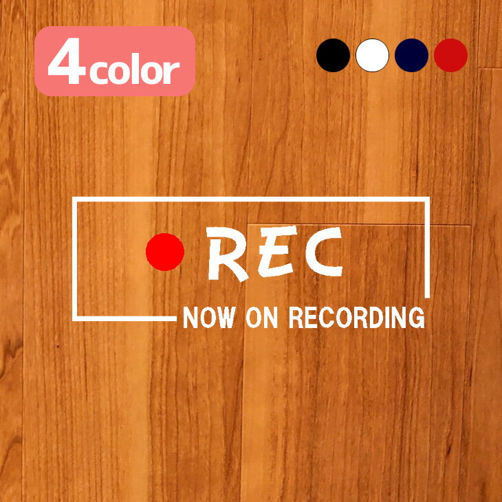 【ステッカー】ドラレコ ステッカー ドライブレコーダー おしゃれ シンプル かわいい ドラレコステッカー REC 録画中 防犯 カッティング セキュリティホワイト　ブラック【送料無料】