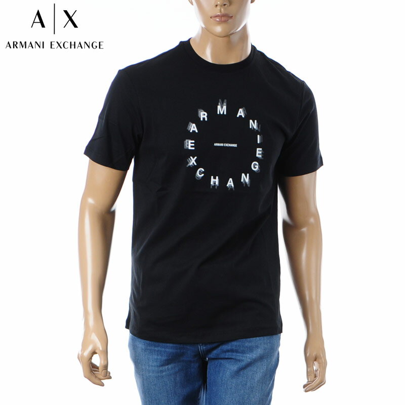 アルマーニエクスチェンジ A|X ARMANI EXCHANGE Tシャツ メンズ ブランド 半袖 クルーネック 3DZTBJ ZJ9TZ ブラック 2024春夏新作