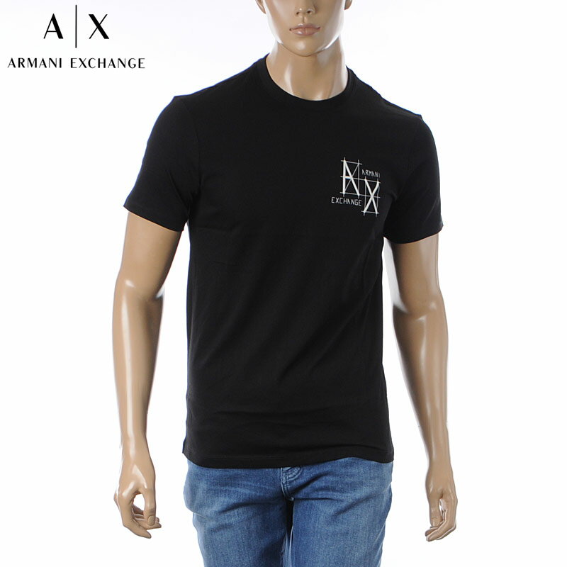 アルマーニエクスチェンジ A|X ARMANI EXCHANGE Tシャツ メンズ ブランド 半袖 クルーネック 3DZTHQ ZJBYZ ブラック 2024春夏新作