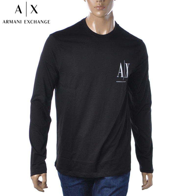 アルマーニエクスチェンジ A|X ARMANI EXCHANGE Tシャツ 長袖 メンズ ブランド クルーネック ロンT 8NZTPL ZJH4Z ブラック 2024春夏新作