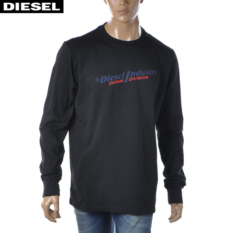 ディーゼル プレゼント メンズ ディーゼル DIESEL クルーネックTシャツ 長袖 ロンT メンズ ブランド T-JUST-LS-IND A03742-0PITA ブラック