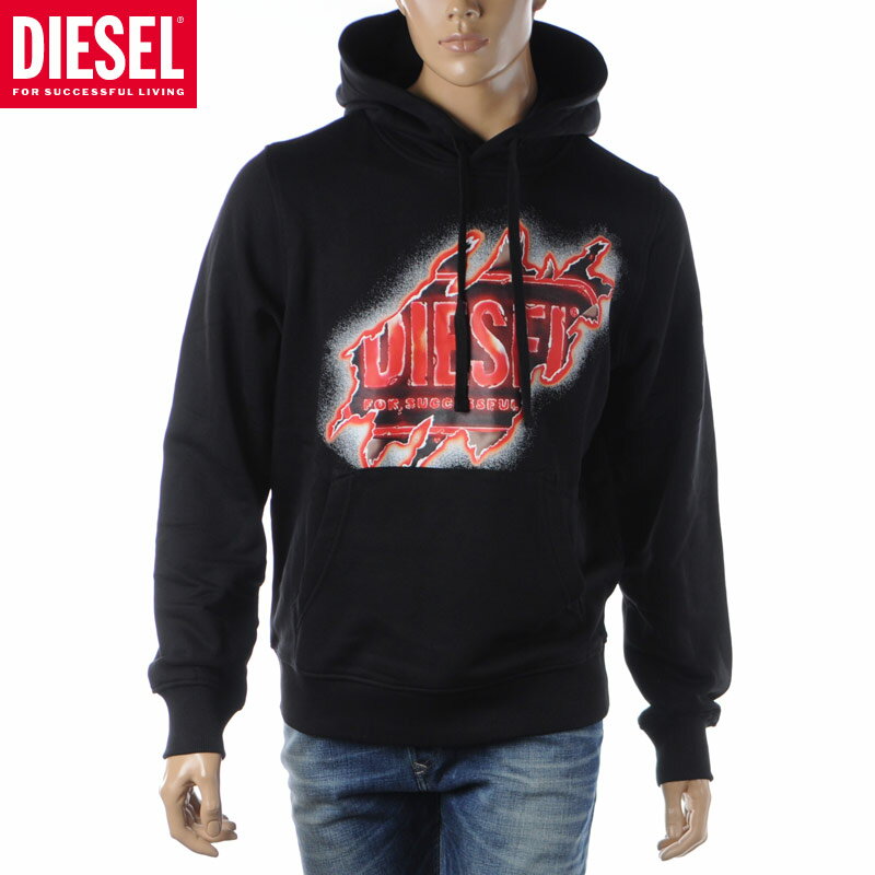 ディーゼル DIESEL パーカー メンズ ブランド プルオーバー S-GINN-HOOD-E8 A09829-0BAWT ブラック