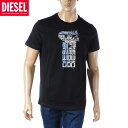 ディーゼル DIESEL Tシャツ メンズ ブランド T-DIEGOR-K68 A12496-0GRAI 半袖 クルーネック ブラック 2024春夏新作