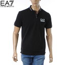 エンポリオアルマーニ EA7 EMPORIO ARMANI ポロシャツ メンズ 半袖 3DPF18 PJ04Z ブラック ブランド ロゴ プリント コットン カジュアル スポーティ シンプル おしゃれ 人気 送料無料