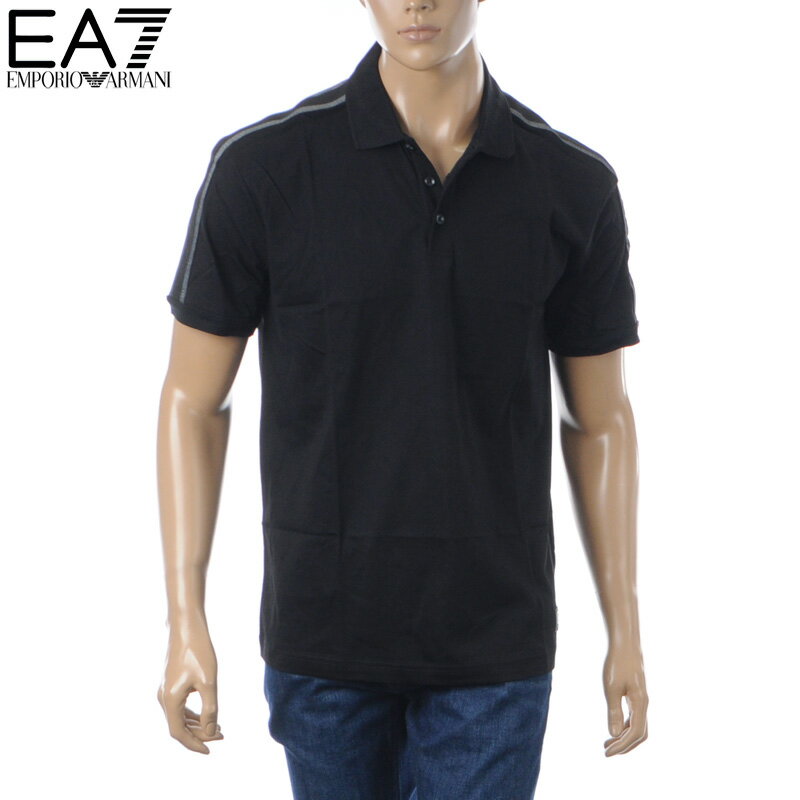 エンポリオアルマーニ EA7 EMPORIO ARMANI ポロシャツ メンズ 7M000139 AF10375 半袖 ブラック 黒 スムースコットン パイピング ロゴ 送料無料