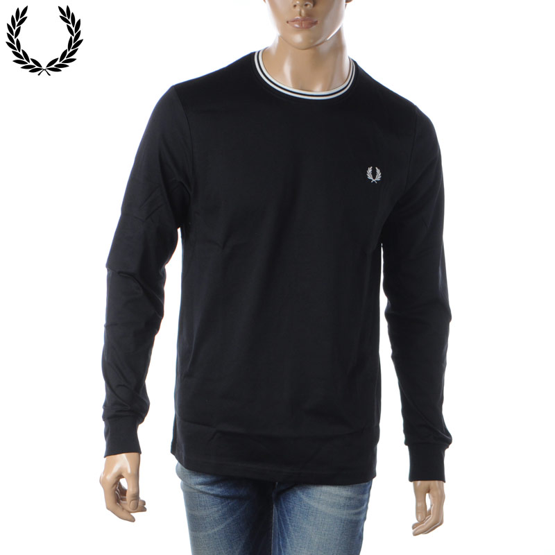 フレッドペリー Tシャツ メンズ フレッドペリー FRED PERRY Tシャツメンズ 長袖 ブランド ロンT クルーネック M9602 ブラック 2024春夏新作