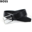 ヒューゴボス HUGO BOSS レザーベルト メンズ Erman-L Sz35 50491834 本革 イタリアンレザー スクエアバックル ブラック ブランド...