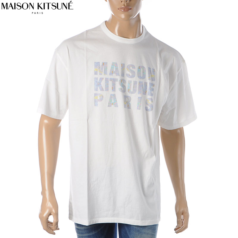 メゾンキツネ Tシャツ メンズ メゾンキツネ MAISON KITSUNE クルーネックTシャツ 半袖 メンズ EU00137KJ0010 ホワイト