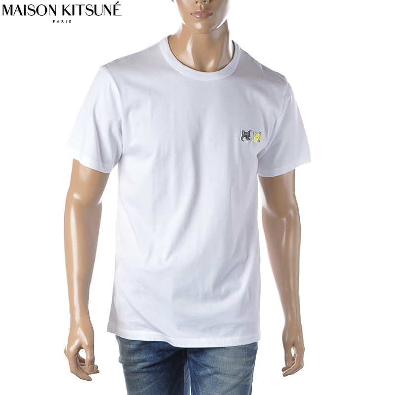 メゾンキツネ Tシャツ メンズ メゾンキツネ MAISON KITSUNE クルーネックTシャツ 半袖 メンズ ブランド IU00122KJ0008 ホワイト