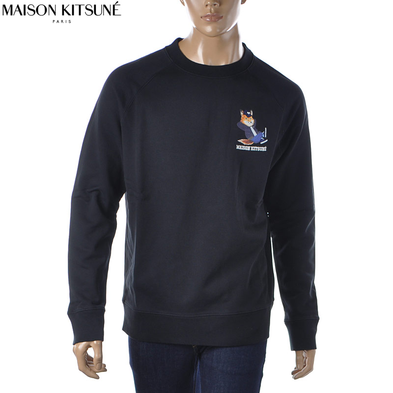 メゾンキツネ MAISON KITSUNE クルーネックスウェット メンズ ブランド トレーナー JM00331KM0001 ブラック