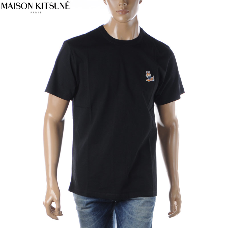 メゾンキツネ MAISON KITSUNE Tシャツ メンズ ブランド クルーネック 半袖 KM00102KJ0008 ブラック