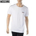 モスキーノ MOSCHINO UNDERWEAR Tシャツ メンズ 半袖 ロゴ クルーネック ホワイト ロゴテープデザイン ラグジュアリー カジュアル スポーツ ブランド トップス A1926 8131 おしゃれ 人気