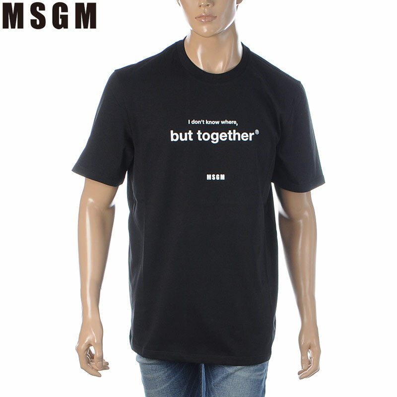 エムエスジーエム MSGM Tシャツ 半袖 クルーネック メンズ ブランド 3040MM182 217098 ブラック